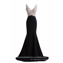 Alibaba Elegant Long Mermaid New Designer Purple Black V Neck Blackless Evening Party Formal Dresses LE50